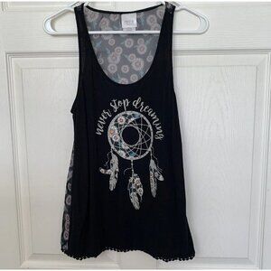 Never Stop Dreaming Dream Catcher Sheer Tank Top Black Large 11-13 Juniors